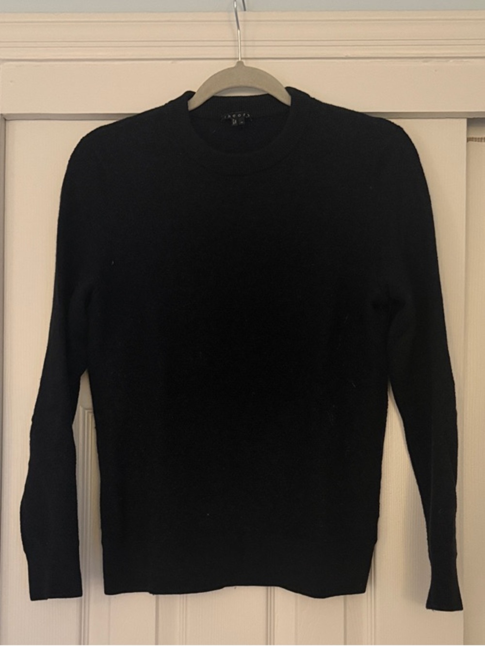 Theory Men’s Black Crewneck Merino Wool Sweater